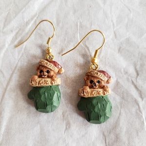 Holiday Bear Mitten earrings